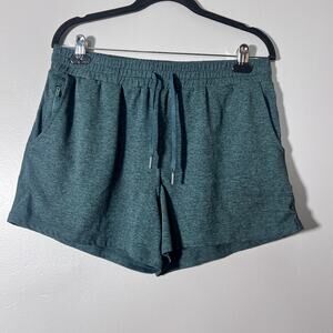 Quince Woven Athletic Shorts Large High Rise Heathered Green Casual activewear